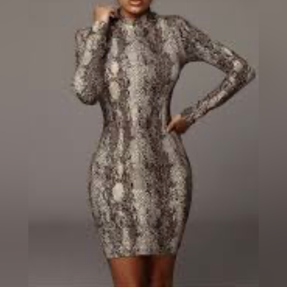 NWT JLUXLABEL size small mock turtleneck snakeskin print minidress